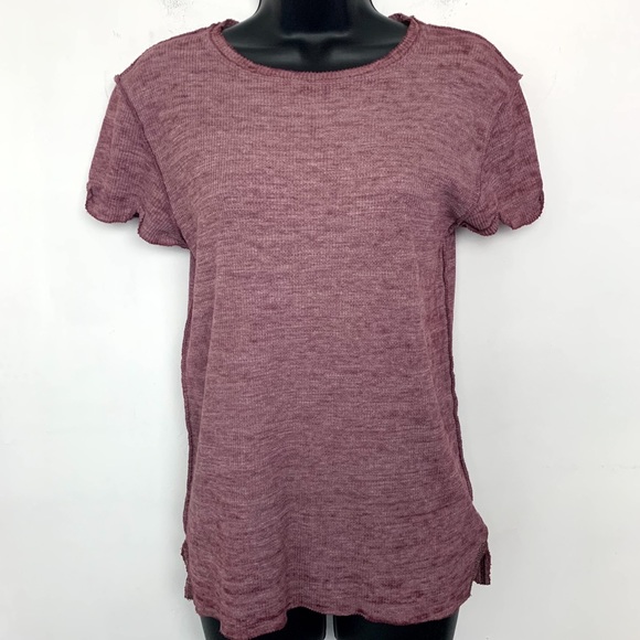 Free People Short Sleeve Waffle Knit Tee Top